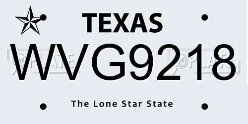 WVG9218 Texas License Plate