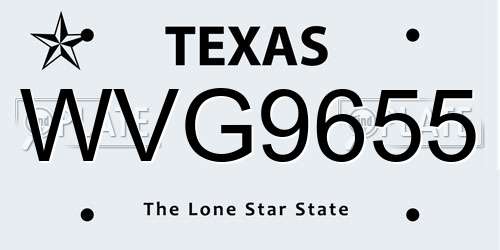 WVG9655 Texas License Plate