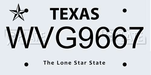 WVG9667 Texas License Plate