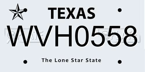 WVH0558 Texas License Plate