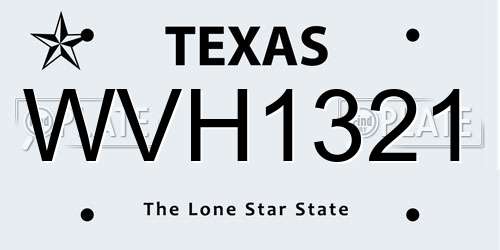 WVH1321 Texas License Plate