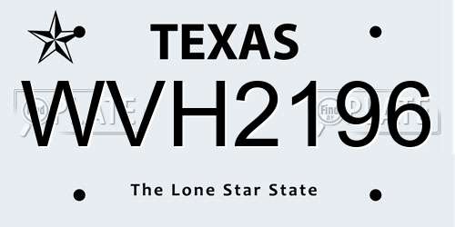 WVH2196 Texas License Plate