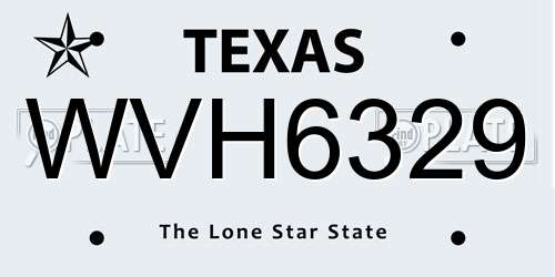 WVH6329 Texas License Plate