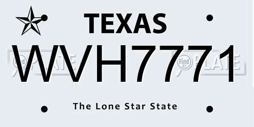 WVH7771 Texas License Plate