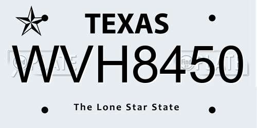 WVH8450 Texas License Plate