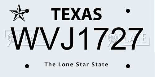 WVJ1727 Texas License Plate