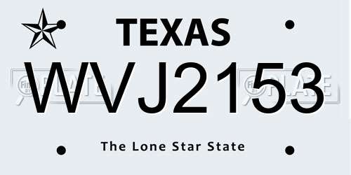 WVJ2153 Texas License Plate