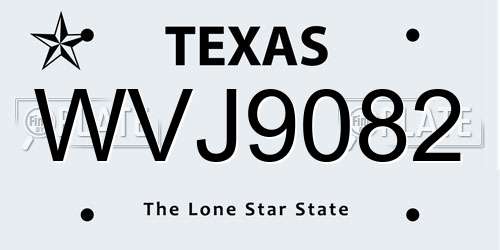 WVJ9082 Texas License Plate