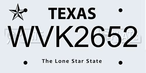 WVK2652 Texas License Plate
