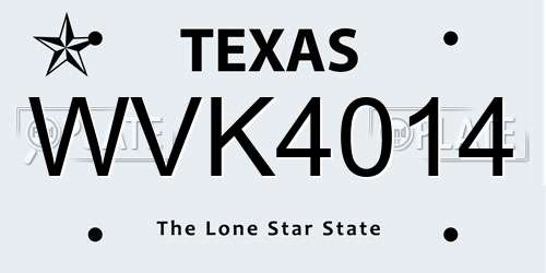 WVK4014 Texas License Plate