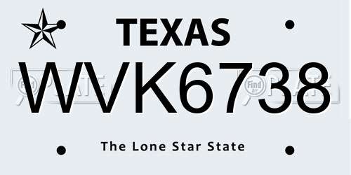 WVK6738 Texas License Plate
