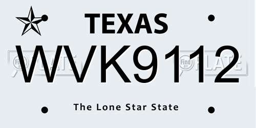 WVK9112 Texas License Plate