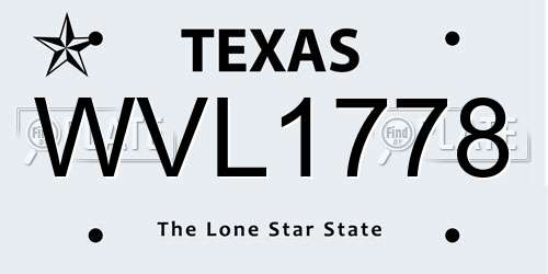 WVL1778 Texas License Plate
