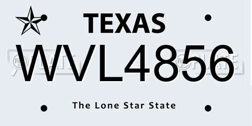 WVL4856 Texas License Plate