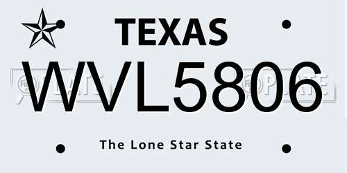 WVL5806 Texas License Plate