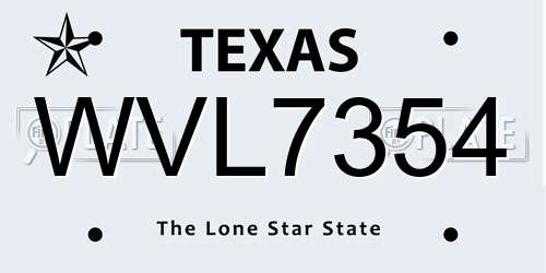 WVL7354 Texas License Plate