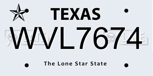 WVL7674 Texas License Plate
