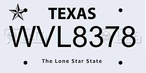 WVL8378 Texas License Plate