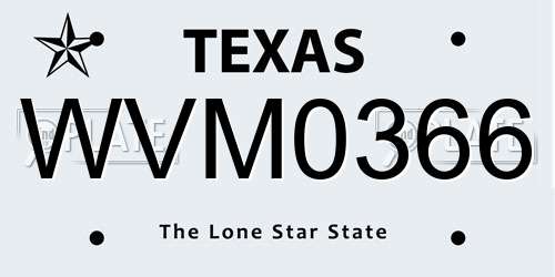 WVM0366 Texas License Plate