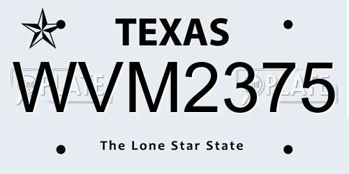 WVM2375 Texas License Plate
