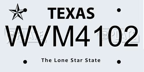 WVM4102 Texas License Plate