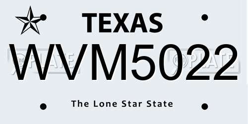 WVM5022 Texas License Plate