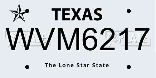 WVM6217 Texas License Plate