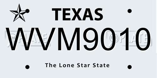 WVM9010 Texas License Plate