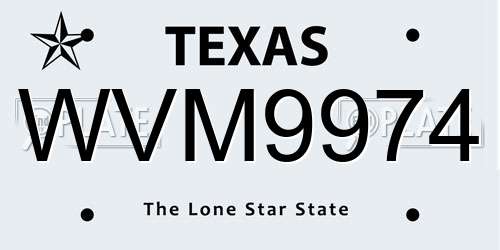 WVM9974 Texas License Plate