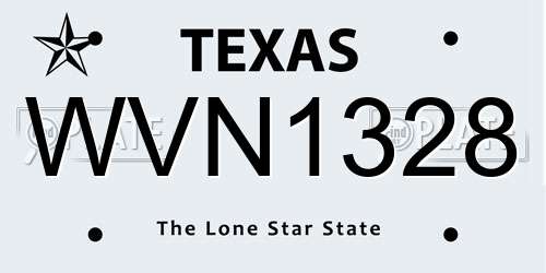 WVN1328 Texas License Plate