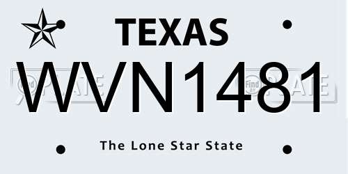 WVN1481 Texas License Plate