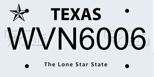 WVN6006 Texas License Plate