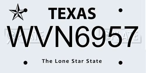 WVN6957 Texas License Plate