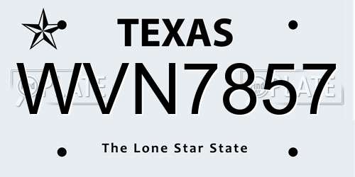 WVN7857 Texas License Plate