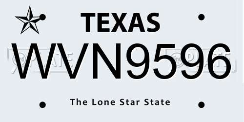 WVN9596 Texas License Plate