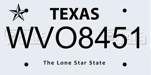 WVO8451 Texas License Plate