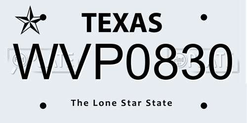 WVP0830 Texas License Plate