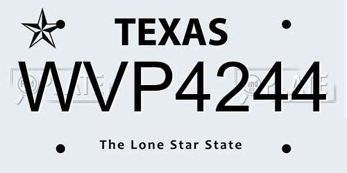 WVP4244 Texas License Plate