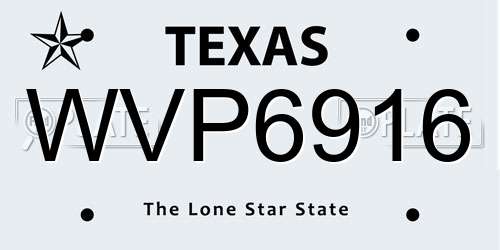WVP6916 Texas License Plate