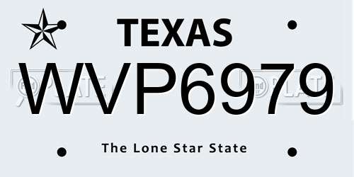 WVP6979 Texas License Plate