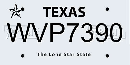 WVP7390 Texas License Plate
