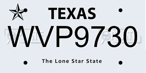 WVP9730 Texas License Plate
