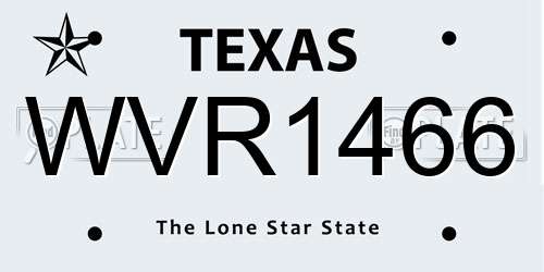 WVR1466 Texas License Plate