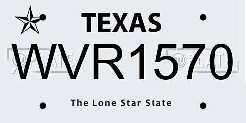 WVR1570 Texas License Plate
