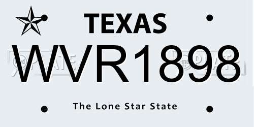 WVR1898 Texas License Plate