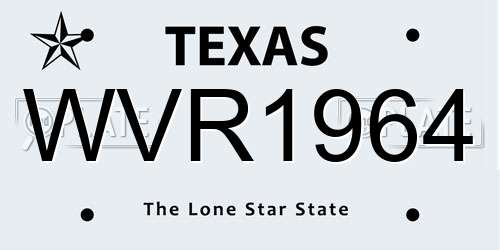 WVR1964 Texas License Plate