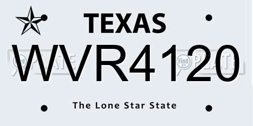 WVR4120 Texas License Plate