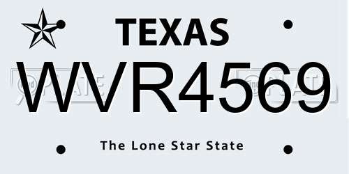 WVR4569 Texas License Plate