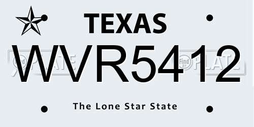 WVR5412 Texas License Plate