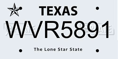 WVR5891 Texas License Plate